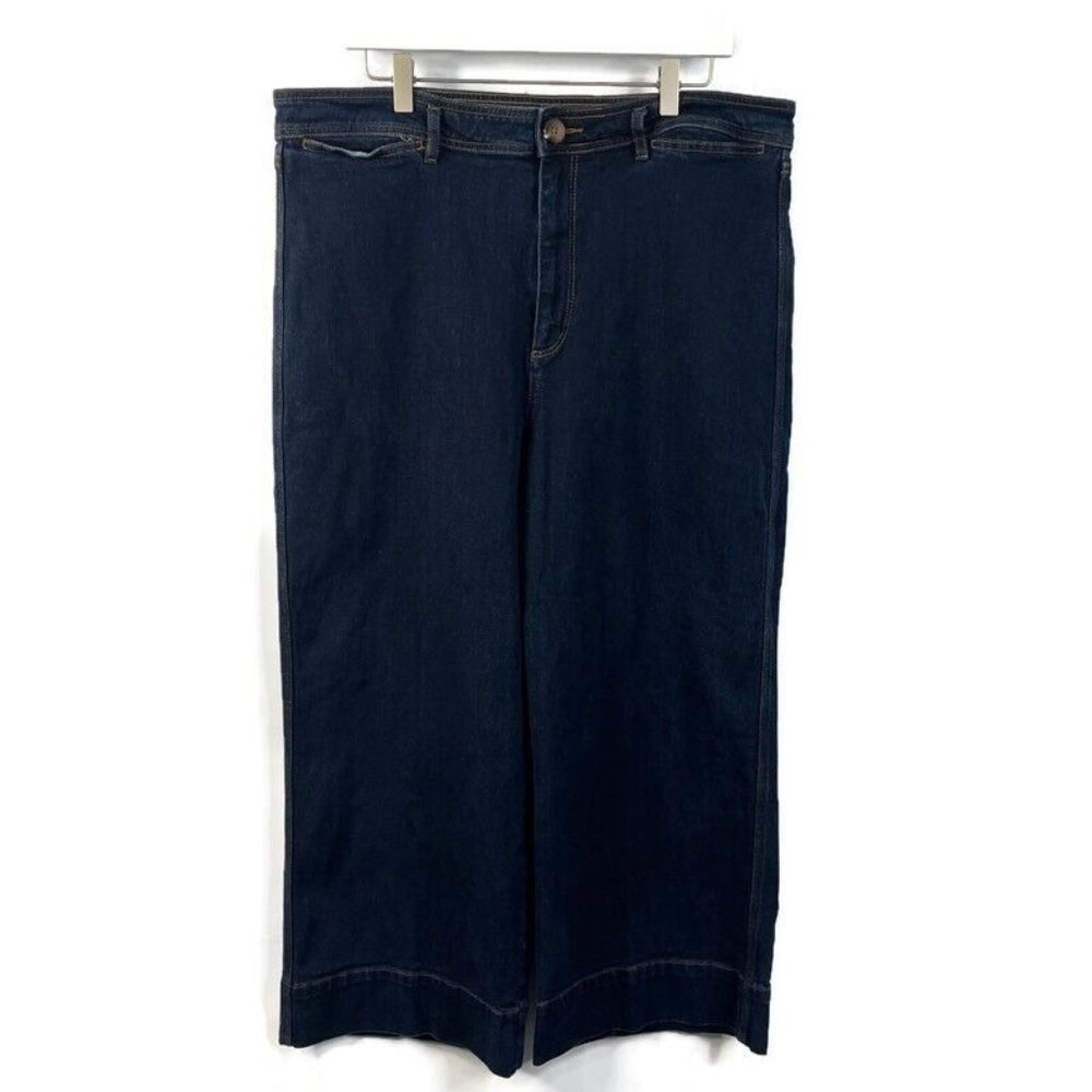 Made and Loved LOFT Womens Dark Blue Wide Leg Jeans High Waist 4-Pocket 33/16